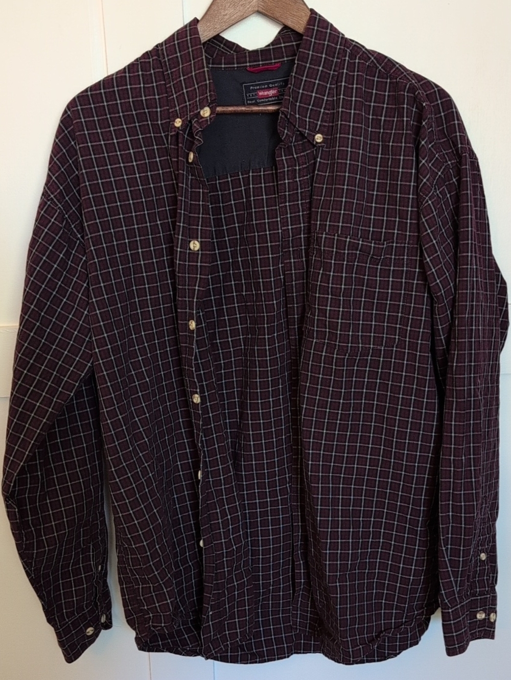 Classic Men's Button-Up Shirt in Maroon Check